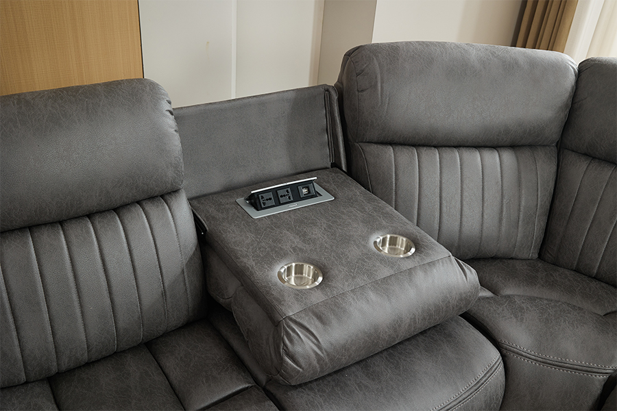 RC-7756 غرفة المعيشة طاقة التلوين الأريكة المقطعية مع مقبس شاحن غير مرئي