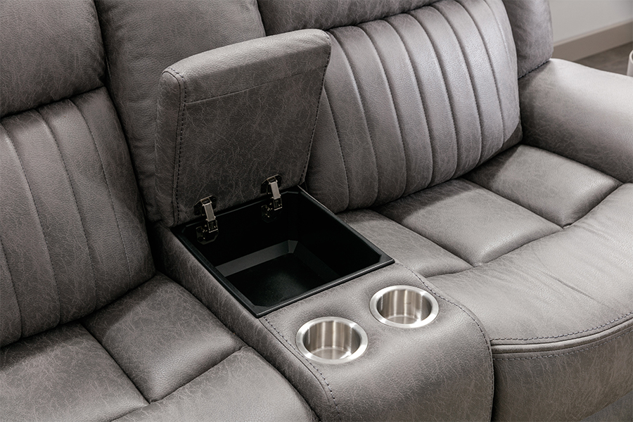 RC-7756 Polyester Tech Fabric Manual Reclining Loveseat مع وحدة التحكم